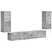 Set mobile TV 4 pcs Grigio cemento Legno multistrato - Foto miniatura 1