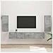 Set mobile TV 4 pcs Grigio cemento Legno multistrato - Foto miniatura 2