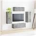 Set mobile TV 4 pcs Grigio cemento Legno multistrato - Foto miniatura 4