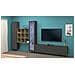 Parete Attrezzata Davis, Set Salotto Porta Tv A 4 Ante, Mobile Soggiorno Multiuso Con Vetrina E Luce Led, 100% Made In Italy, Cm 310x30h180, Antracite E Acero - Foto miniatura 1