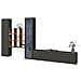 Parete Attrezzata Davis, Set Salotto Porta Tv A 4 Ante, Mobile Soggiorno Multiuso Con Vetrina E Luce Led, 100% Made In Italy, Cm 310x30h180, Antracite E Acero - Foto miniatura 2