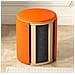 Pouf Contenitore Ecopelle Arancione Decoro Oro Poggiapiedi Seduta Comoda 35x45cm - Foto miniatura 3
