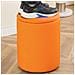 Pouf Contenitore Ecopelle Arancione Decoro Oro Poggiapiedi Seduta Comoda 35x45cm - Foto miniatura 4