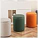Pouf Contenitore Ecopelle Arancione Decoro Oro Poggiapiedi Seduta Comoda 35x45cm - Foto miniatura 5