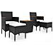 Set Bistrot Per Giardino 5 Pz Polyrattan E Massello Acacia Nero - Foto miniatura 1