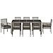 Set da Pranzo da Giardino 9 Pezzi con Cuscini Grigio in Rattan - Foto miniatura 7