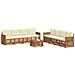 Set divani 9 pcs Naturale e Crema Legno di Acacia Massello - Foto miniatura 3