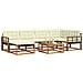 Set di divani da esterno con cuscino 19 pcs Naturale e Crema - Foto miniatura 3