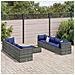 Set Divani da Giardino 9 pz con Cuscini in Polyrattan Grigio - Foto miniatura 2