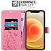Custodia Compatibile Con Apple Iphone 12 Mini (5,4"" Zoll) In Rosa Fiore - Coperchio Protettivo In Design Floreale Con Chiusura Magnetica, Funzione Stand E Slot Per Carte - Foto miniatura 3
