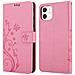 Custodia Compatibile Con Apple Iphone 12 Mini (5,4"" Zoll) In Rosa Fiore - Coperchio Protettivo In Design Floreale Con Chiusura Magnetica, Funzione Stand E Slot Per Carte - Foto miniatura 8