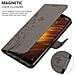 Custodia Compatibile Con Xiaomi Pocophone F1 In Grigio Fiore - Coperchio Protettivo In Design Floreale Con Chiusura Magnetica, Funzione Stand E Slot Per Carte - Foto miniatura 4