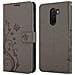Custodia Compatibile Con Xiaomi Pocophone F1 In Grigio Fiore - Coperchio Protettivo In Design Floreale Con Chiusura Magnetica, Funzione Stand E Slot Per Carte - Foto miniatura 7