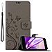 Custodia Compatibile Con Apple Iphone 7 / 7s / 8 / Se 2020 In Grigio Fiore - Coperchio Protettivo In Design Floreale Con Chiusura Magnetica, Funzione Stand E Slot Per Carte - Foto miniatura 1
