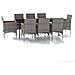 Set Da Pranzo Per Giardino 9 Pz Con Cuscini Grigio E Nero - Foto miniatura 2