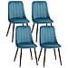 Sedie Da Cucina Imbottite, Set 4 Pezzi In Poliestere E Acciaio, 47x55x86 Cm, Blu - Foto miniatura 1