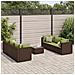 Set Divani Da Giardino 7 Pz Con Cuscini In Polyrattan Marrone - Foto miniatura 1