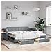 Divano Letto Estraibile Cassetti Grigio Chiaro 90x190cm Tessuto - Foto miniatura 2