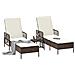 Set Lettino Prendisole Set di 3 Marrone e panna Polyrattan, metallo - Foto miniatura 3