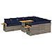 Set Divani Giardino 11 pz con Cuscini Polyrattan Acacia Grigio - Foto miniatura 1