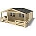 Casetta Da Giardino In Legno Con Veranda E tettoia - 42m2 - 6x5m - 40mm - Colore: Naturale - Foto miniatura 1