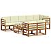 Set di divani da esterno con cuscino 9 pcs Naturale e Crema - Foto miniatura 3