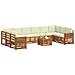 Set divani 11 pcs Naturale e Crema Legno di Acacia Massello - Foto miniatura 3