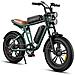 M20 Bici Elettrica Fat Bike 20'' 250W 25km /h, Doppia Batteria 48V 13Ah, Doppia Sospensione, Autonomia 75km, Telaio Alluminio, Verde - Foto miniatura 1