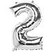 Palloncino Mylar Numero '2' (86cm), Argento, Colore Silver, 86 Cm, 22032 - Foto miniatura 1
