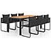 Set da Pranzo da Giardino 7 pz in Rattan PVC Nero e Marrone - Foto miniatura 1