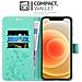 Custodia Compatibile Con Apple Iphone 12 Mini (5,4"" Zoll) In Turchese Fiore - Coperchio Protettivo In Design Floreale Con Chiusura Magnetica, Funzione Stand E Slot Per Carte - Foto miniatura 3