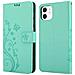 Custodia Compatibile Con Apple Iphone 12 Mini (5,4"" Zoll) In Turchese Fiore - Coperchio Protettivo In Design Floreale Con Chiusura Magnetica, Funzione Stand E Slot Per Carte - Foto miniatura 8