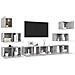 Set Porta Tv 8 Pz Grigio Cemento In Truciolato - Foto miniatura 3