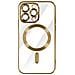 Cover Magsafe Per Iphone 14 Pro Max Silicone Protezione Fotocamera Bordo Oro - Foto miniatura 1