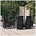 Set Da Pranzo Da Giardino 7 Pz Nero Con Cuscini In Polyrattan - Foto miniatura 1