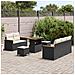 Set Divano da Giardino  8 Pezzi con Cuscini Nero Rattan Acacia, Set da Pranzo da Giardino  3 Pezzi con Cuscini Nero Rattan Acacia - Foto miniatura 3
