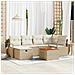 Set divano da giardino 7 pezzi con cuscini beige polyrattan,  Divano da giardino 2 posti con cuscini beige polyrattan - Foto miniatura 2