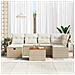 Set divano da giardino 7 pezzi con cuscini beige polyrattan,  Divano da giardino 2 posti con cuscini beige polyrattan - Foto miniatura 3