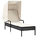 Lettino Prendisole con Baldacchino e Tavolino Nero Polyrattan - Foto miniatura 4