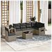 Set Divani da Giardino 7 pz con Cuscini Grigio in Polyrattan - Foto miniatura 2
