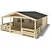 Casetta Da Giardino In Legno Con Veranda E tettoia - 48m2 - 6x5m - 40mm - Colore: Naturale - Foto miniatura 1