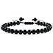 Bracciale In Ossidiana Nera 6mm - Bracciale Regolabile Fatto A Mano Con Perle Di Ematite - Foto miniatura 1