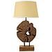 Lampada Da Tavolo Kepala In Legno Di Teak Naturale Con Paralume In Lino Ø 35 Cm - Foto miniatura 6