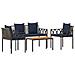 Set Mobili da Esterno 4 pcs Grigio e Blu Navy polyrattan - Foto miniatura 1