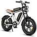 M20 Bici Elettrica Fat Bike 20'' 250W 25km /h, Doppia Batteria 48V 13Ah, Doppia Sospensione, Autonomia 75km, Telaio Alluminio, Bianco - Foto miniatura 1