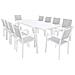 Set Tavolo Giardino Rettangolare Allungabile 160/240 X 90 Con 10 Poltrone In Alluminio Bianco Da Esterno - Foto miniatura 1