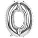 Palloncino Mylar Numero '0' (86cm), Argento, Colore Silver, 86 Cm, 22030 - Foto miniatura 1
