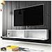 Kane - Mobile Tv Sospeso / Stile Scandinavo / Tavolino Tv Per Salotto / Porta Tv A Parete / Opzionali Luci Led (140 Cm, Bianco Opaco / Bianco Lucido, Con Led)  - Foto miniatura 2