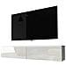 Kane - Mobile Tv Sospeso / Stile Scandinavo / Tavolino Tv Per Salotto / Porta Tv A Parete / Opzionali Luci Led (140 Cm, Bianco Opaco / Bianco Lucido, Con Led)  - Foto miniatura 1