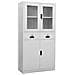 Armadio Per Ufficio Grigio Chiaro 90x40x180 Cm Acciaio E Vetro - Foto miniatura 1